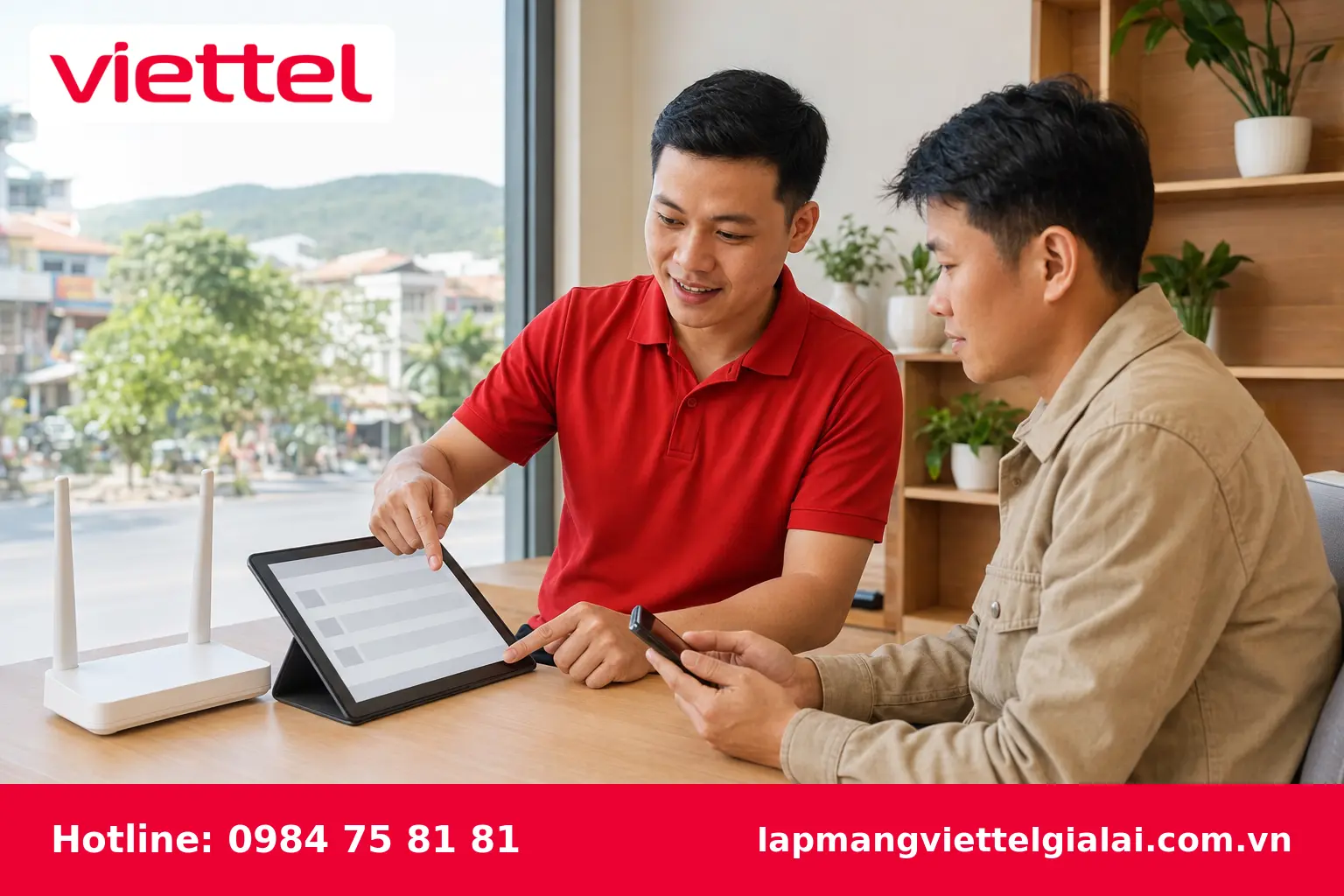 Nhân viên tư vấn đăng ký lắp mạng Viettel tại An Khê
