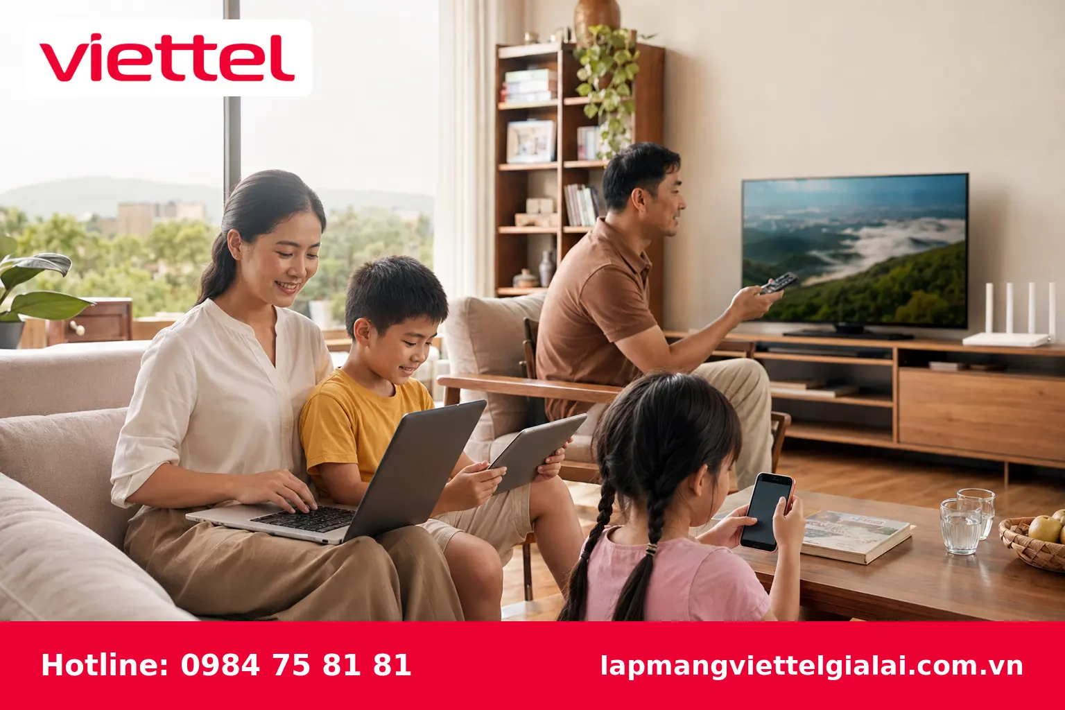 Gia đình sử dụng Internet Viettel ổn định trên nhiều thiết bị