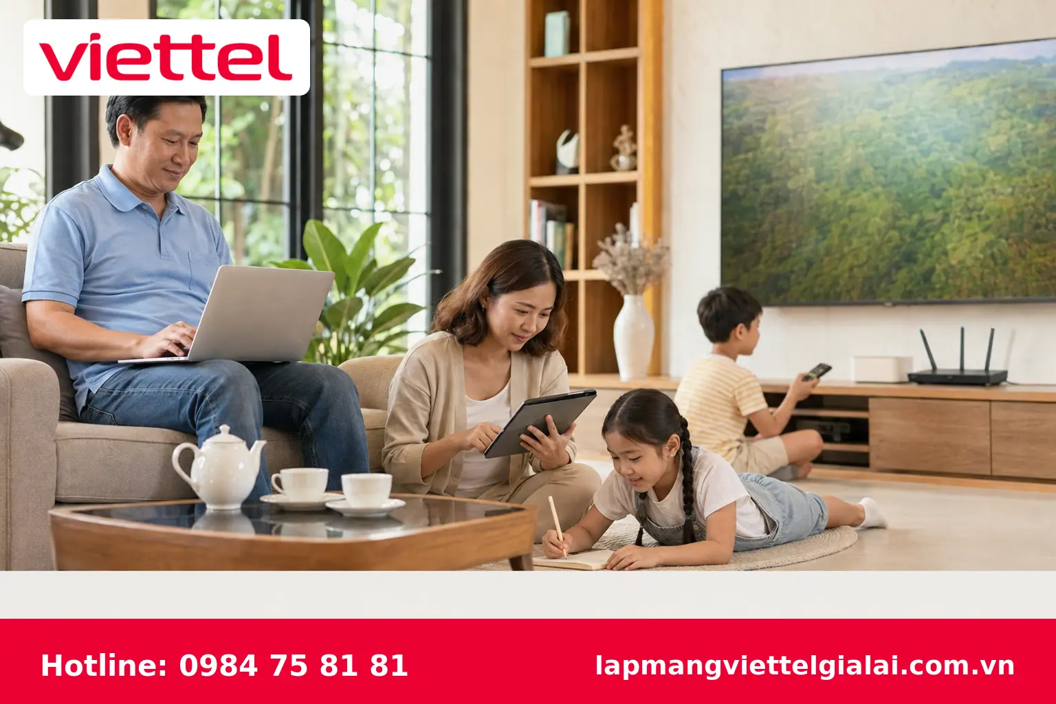 Gia đình sử dụng Internet Viettel tốc độ cao tại Chư Prông