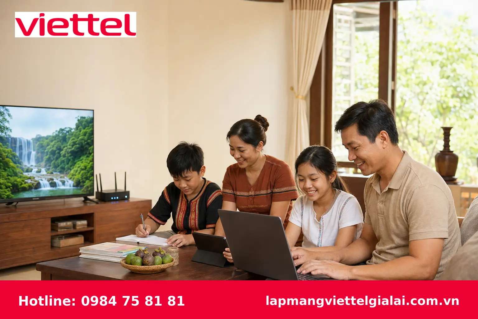 Gia đình sử dụng Internet Viettel tốc độ cao tại Chư Pưh