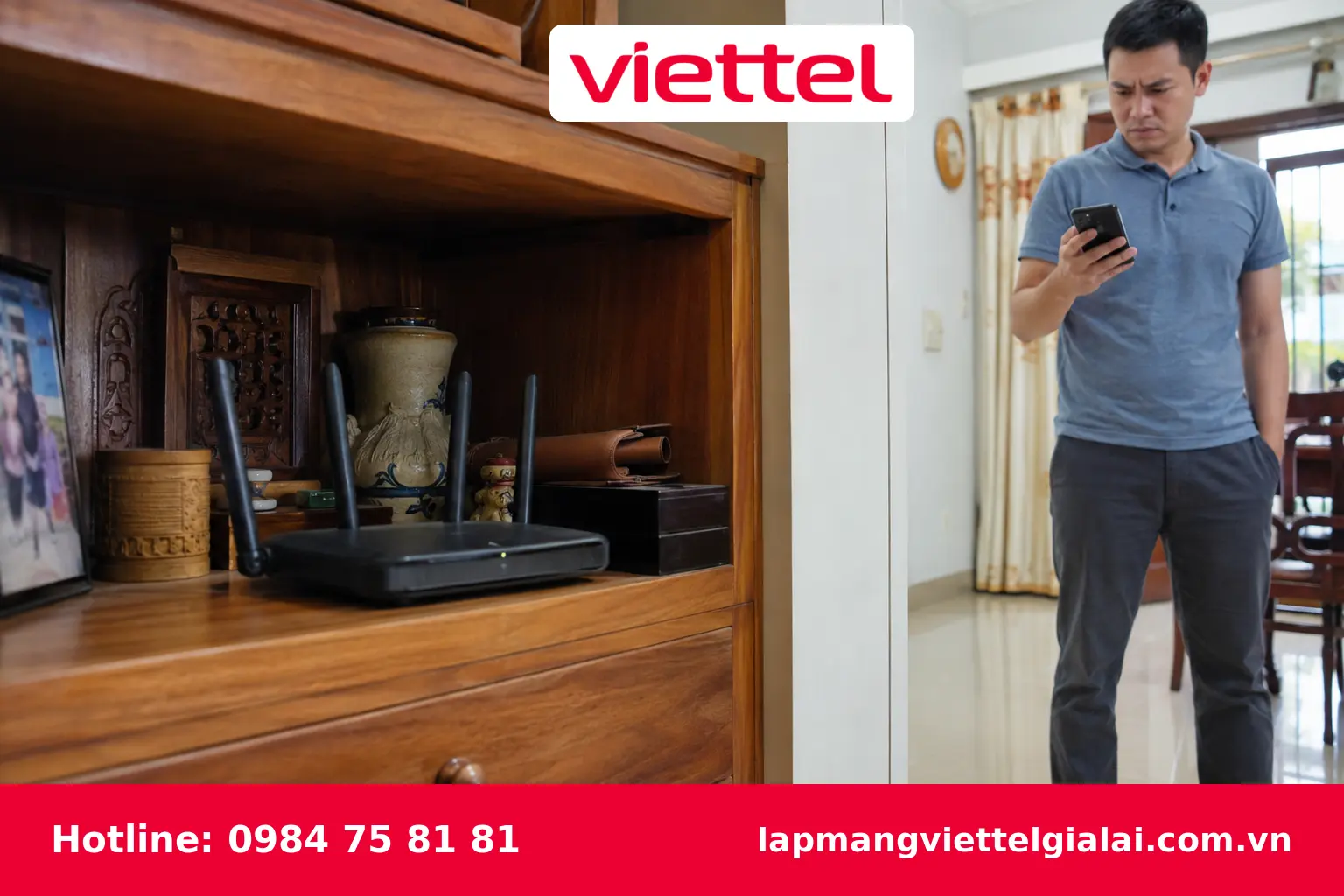 Router đặt trong tủ khiến tín hiệu WiFi bị suy giảm