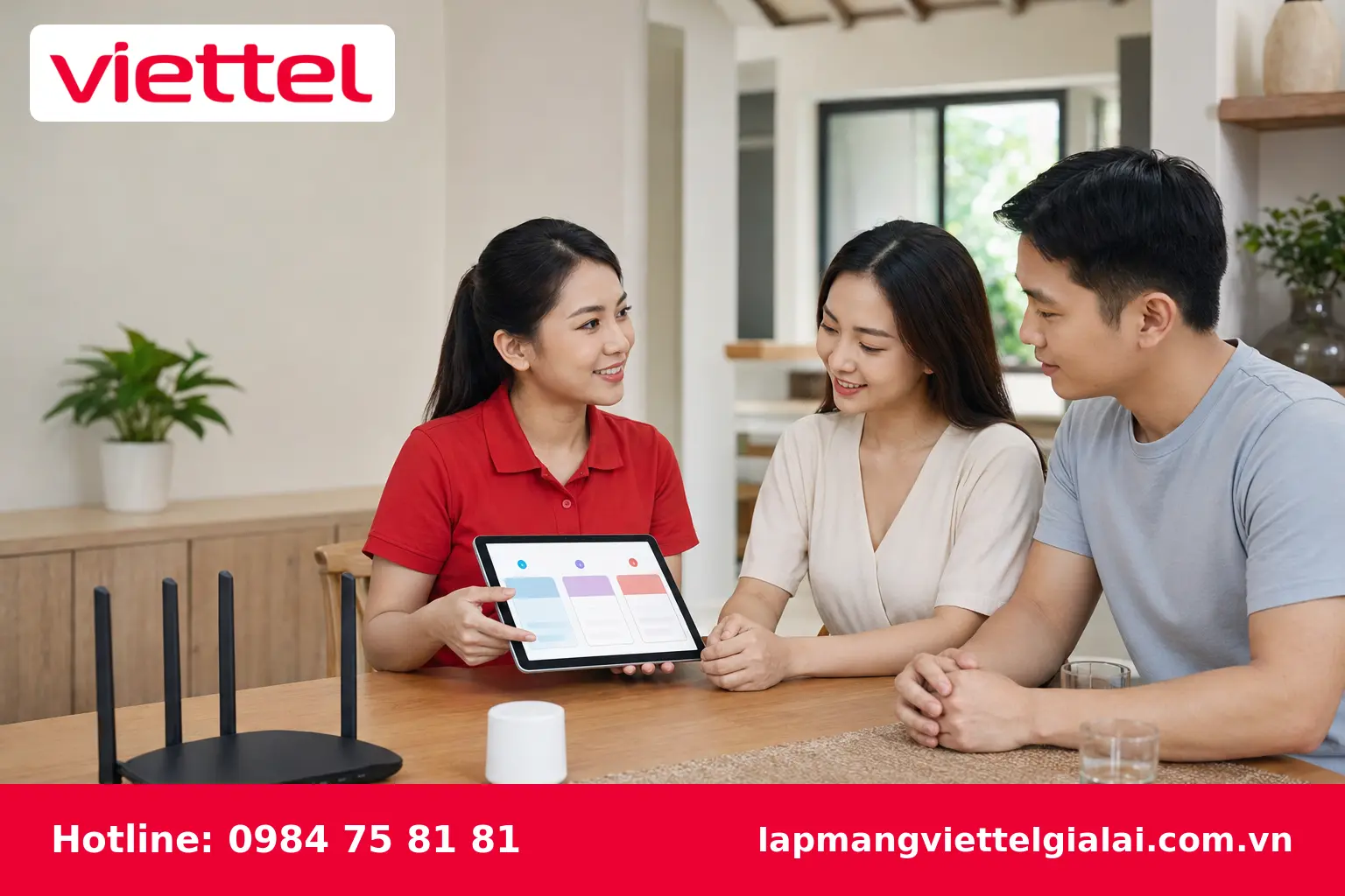 Nhân viên tư vấn chọn gói cước Internet Viettel tại Gia Lai