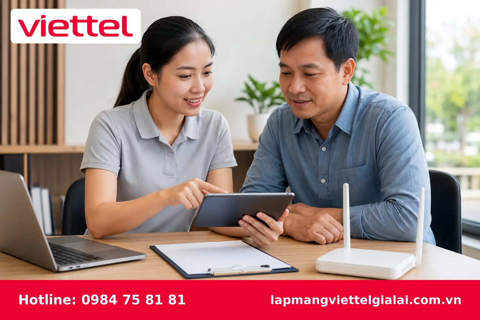 Nhân viên tư vấn đăng ký Internet Viettel tại Gia Lai