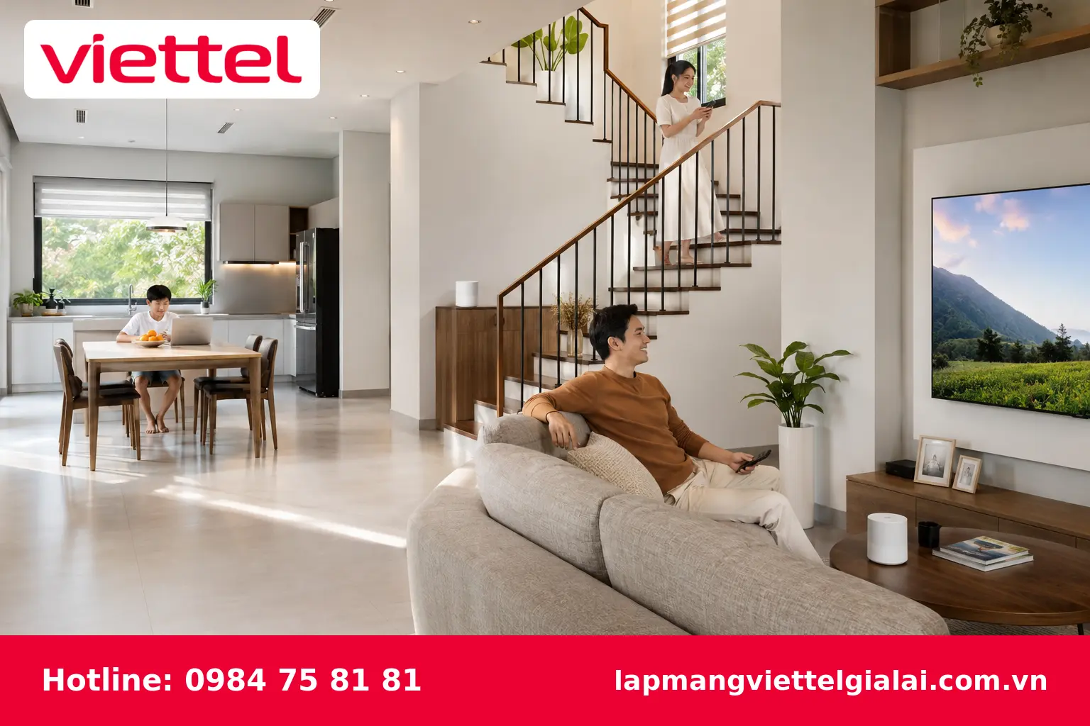 Hệ thống WiFi Mesh Viettel phủ sóng nhà nhiều tầng tại Gia Lai