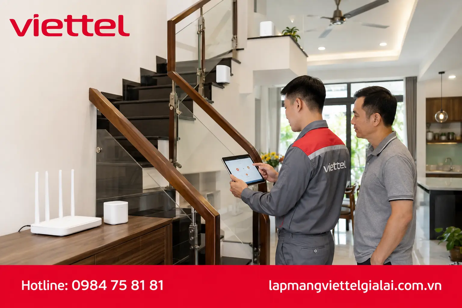 Giải pháp Wifi Mesh Viettel cho nhà nhiều tầng tại Kbang