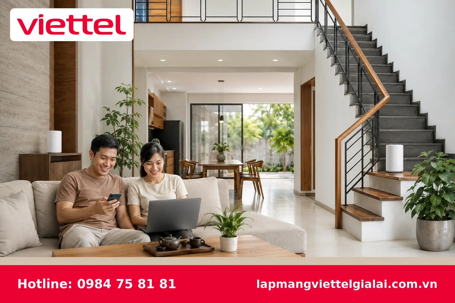 WiFi Mesh Viettel phủ sóng ổn định cho nhà nhiều tầng tại Kon Tum