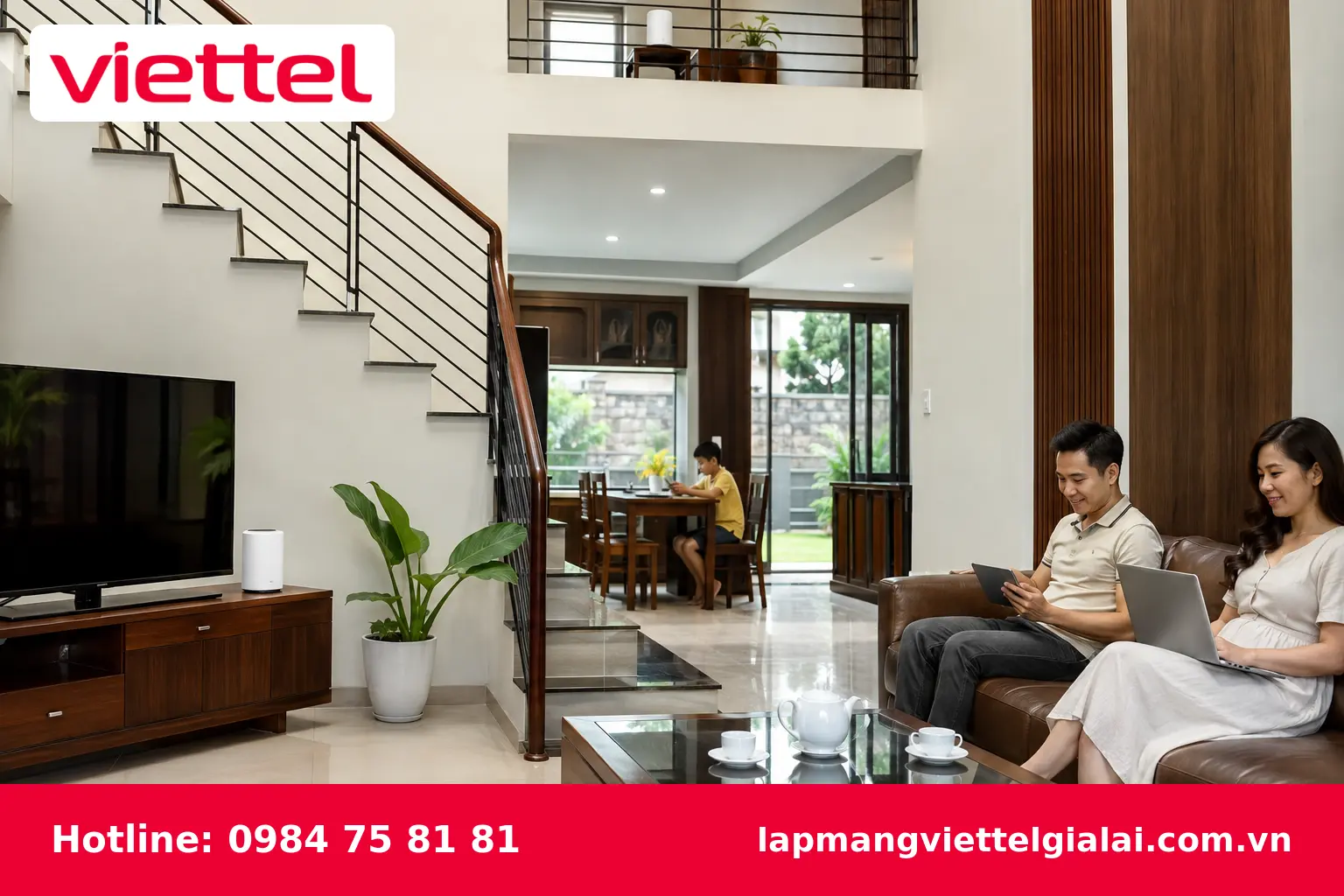 WiFi Mesh Viettel phủ sóng ổn định cho nhà nhiều tầng tại Pleiku